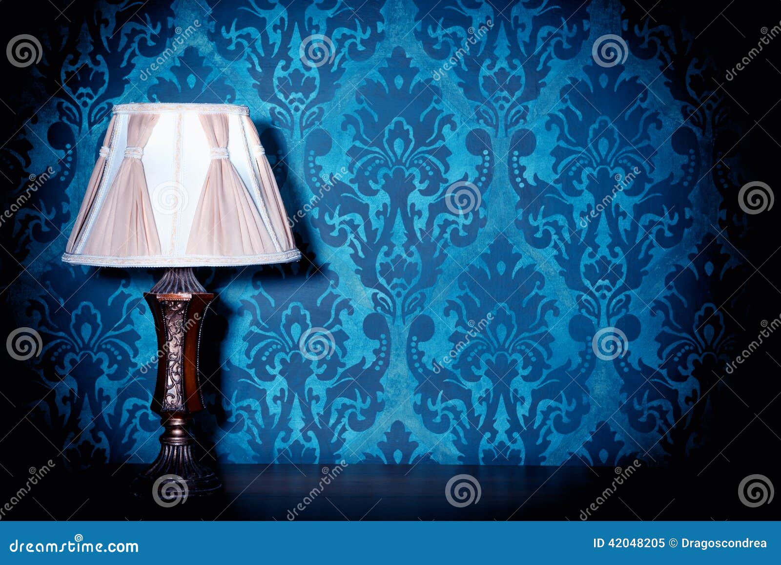 VICTORIAN LAMPSHADE BLUE VICTORIAN LADY SILK ROCOCO 