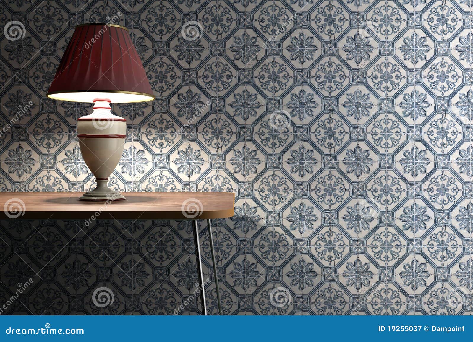 vintage lamp on tiles background