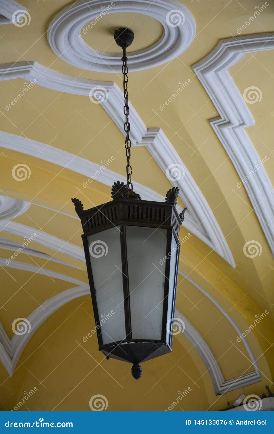 Vintage Lamp Under The Ceiling In The Gallery Stock Photo Image
