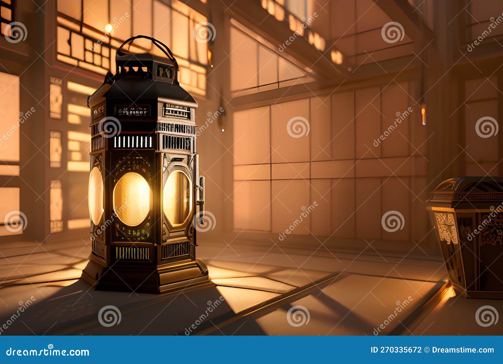 vintage lantern background for ramadan mubarak, eid, with copy space background generative ai