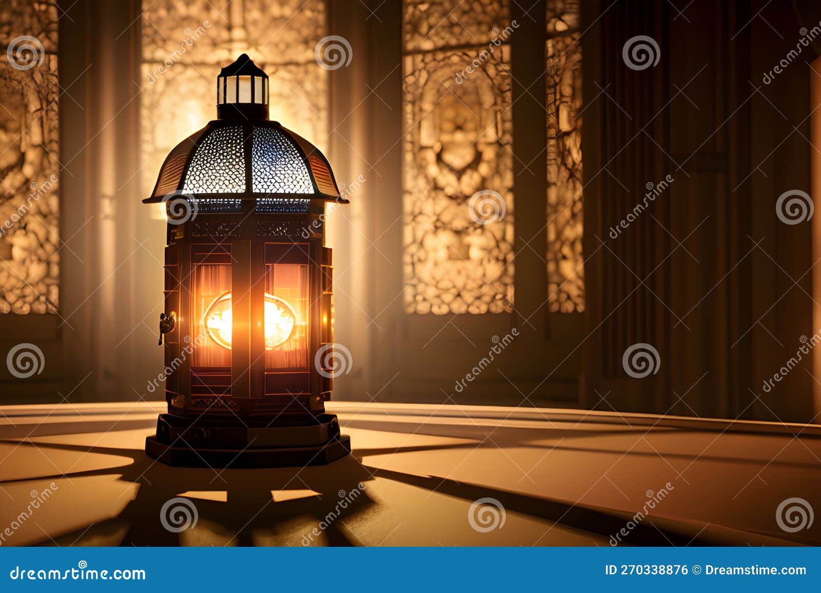 vintage lantern background for ramadan mubarak, eid, with copy space background generative ai