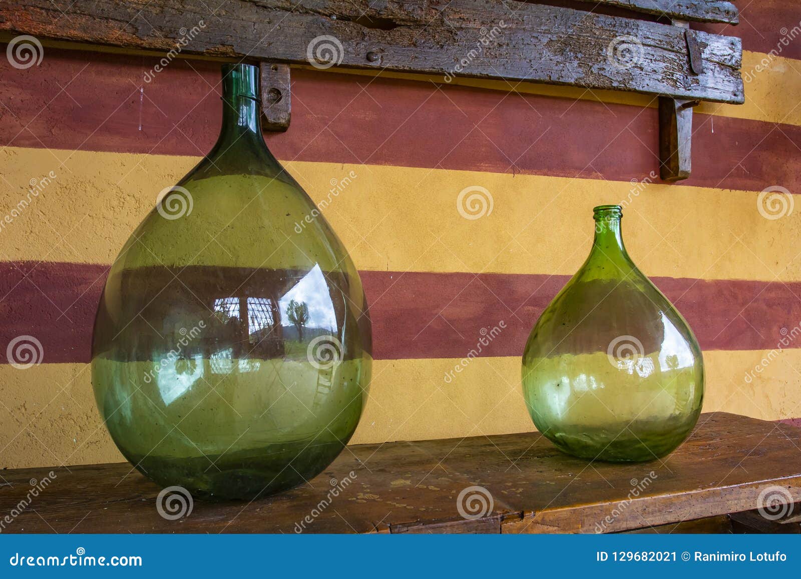 Vintage Large Wine Bottles. Wine Cellar, Storage of Wine Stock Image