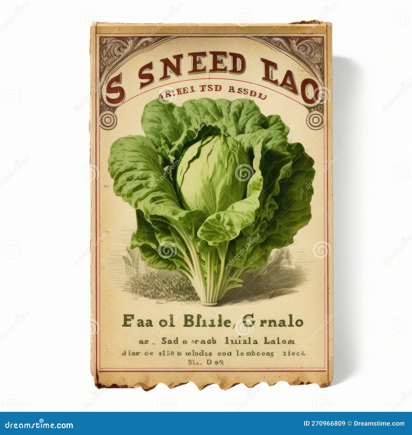 Vintage Lettuce Seed Packet Stock Illustration Illustration of