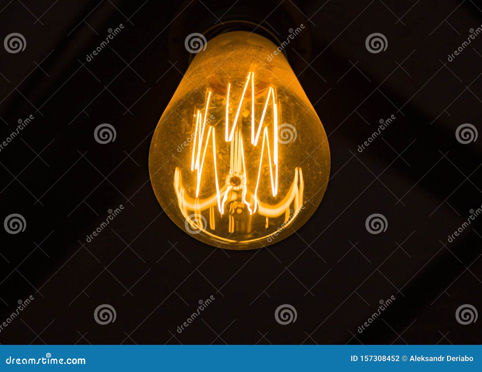 Vintage Light Bulb in the Dark Room Stock Photo Image of illumination, bright 157308452