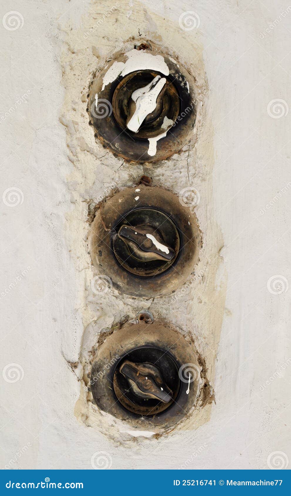 Vintage Light Switches in a Row Stock Image Image of electricity