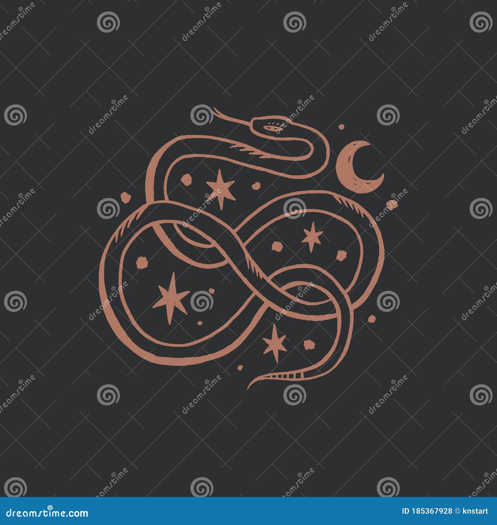  www dreamstime com vintage line art elegant knot snake witchcraft culture concept harmony zen crescent moon magic symbols female tattoo artwork image185367928