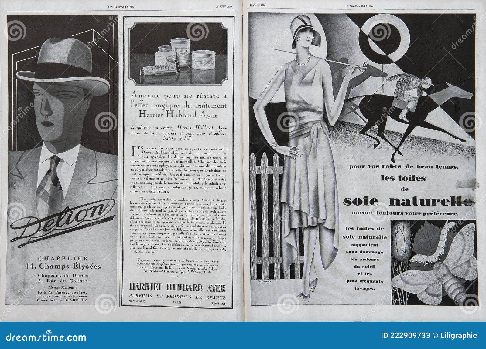 Vintage Magazine Pages Retro Advertising. Art Deco Fashion Stock Image ...