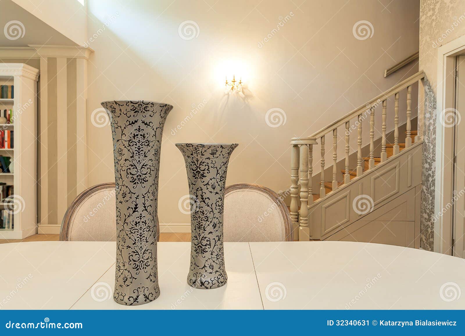 Vintage Mansion Vases on a Table Stock Image Image of chairs, flat