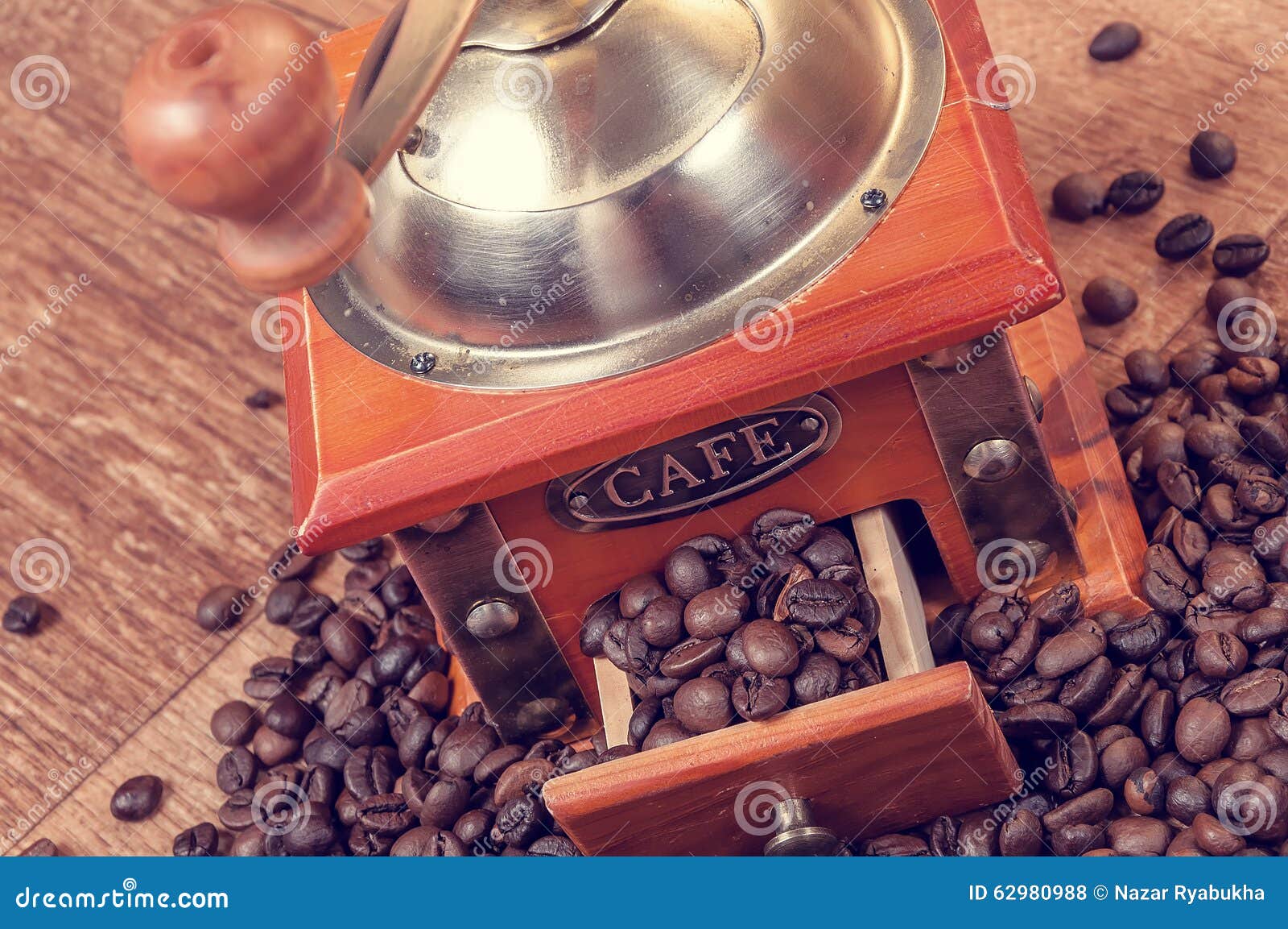 Vintage Manual Coffee Grinder with Beans Stock Photo Image of bean