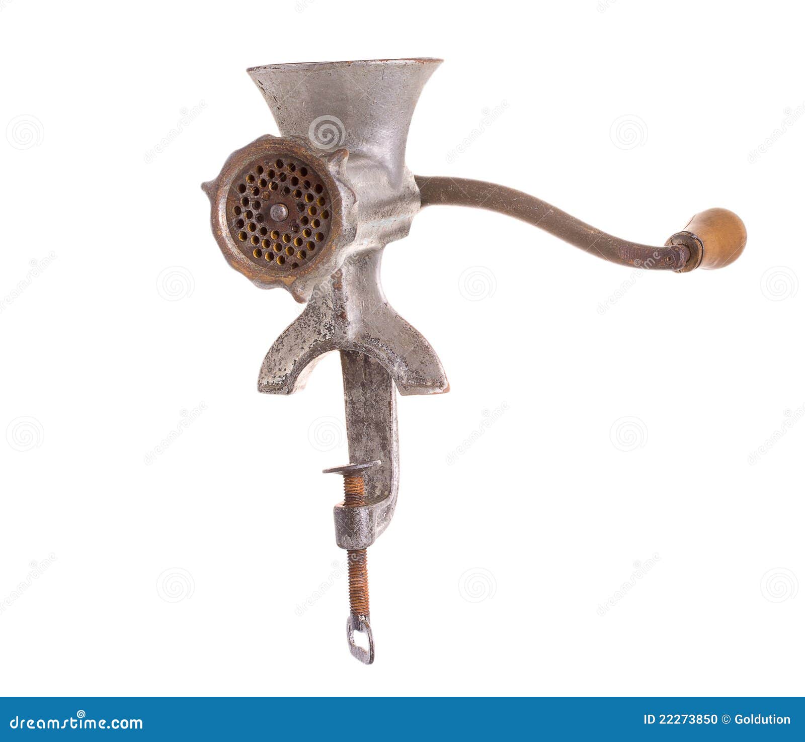 Vintage manual meat mincer stock photo. Image of iron 22273850