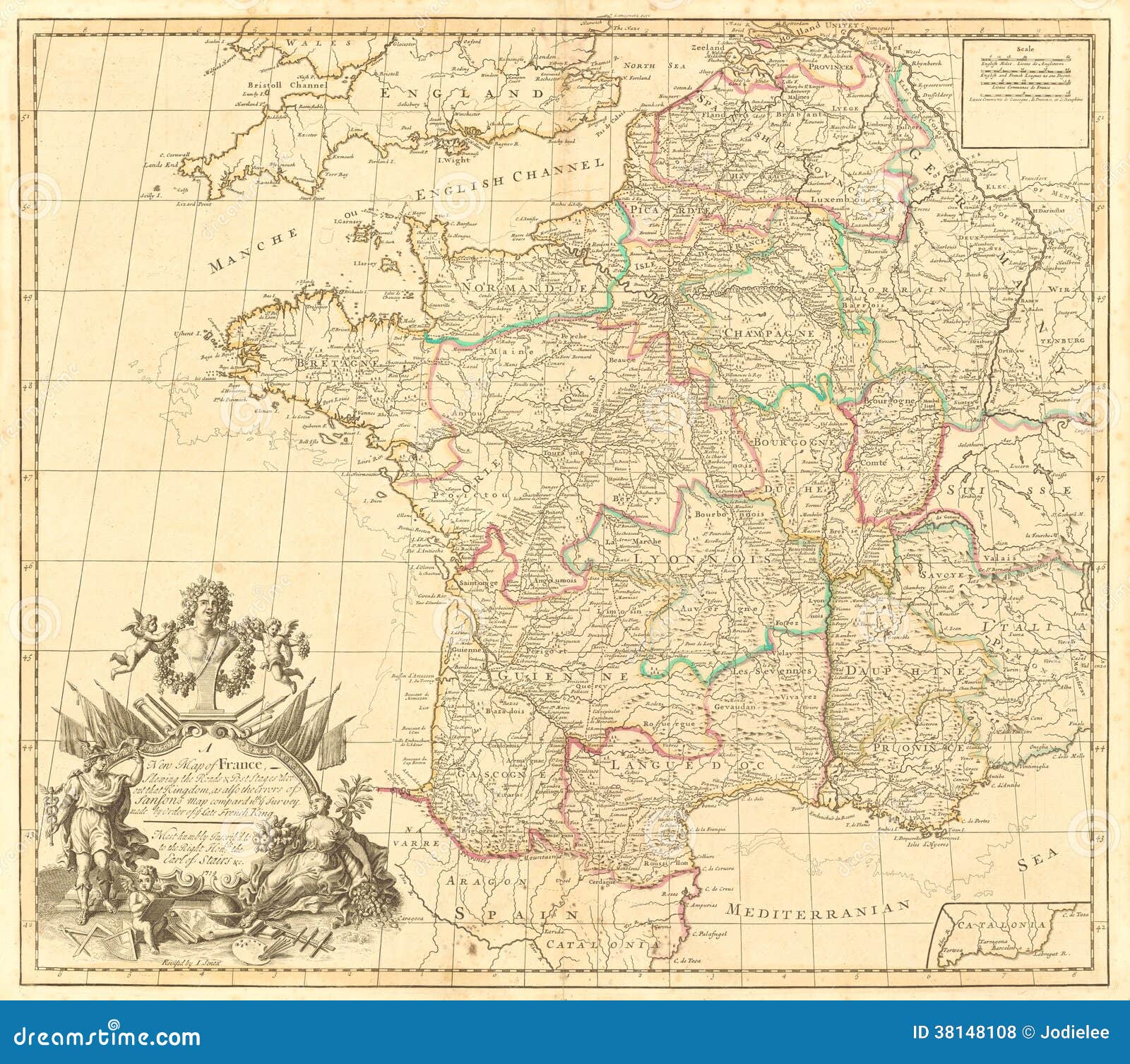 vintage map of france