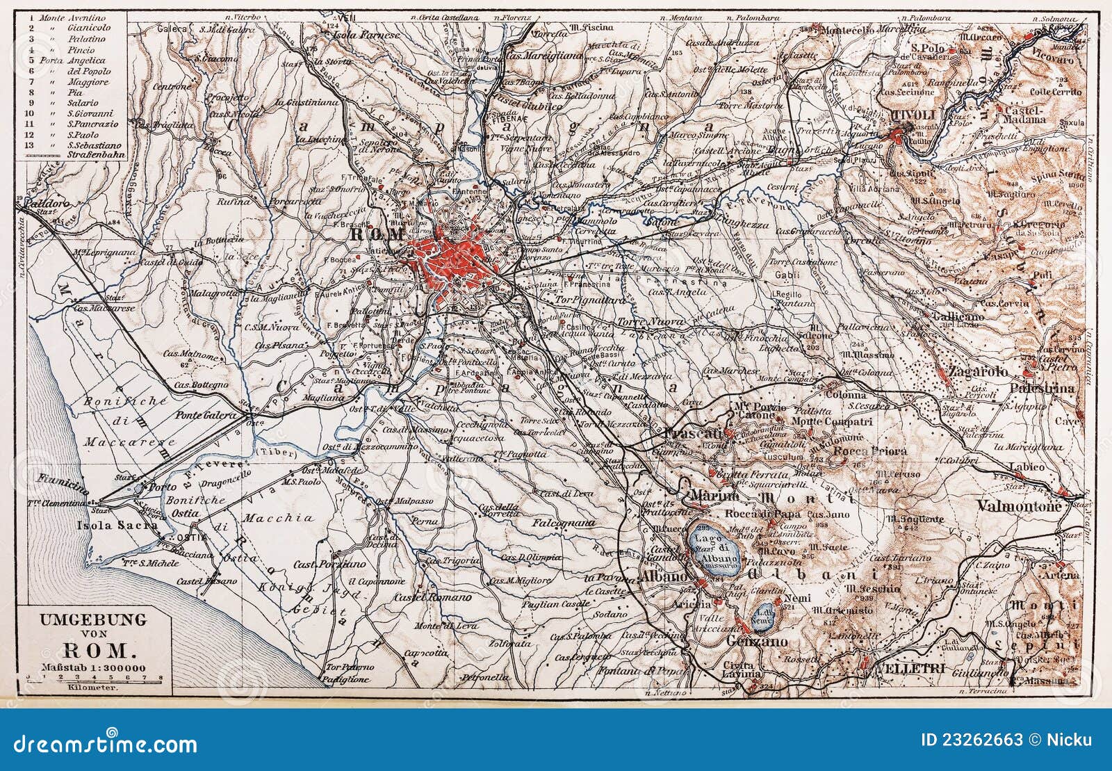 vintage map of rome surroundings