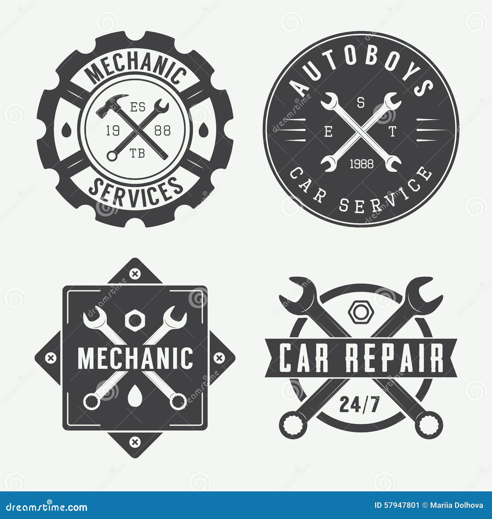 Vintage Mechanic Label, Emblem and Logo. Stock Vector - Illustration of ...
