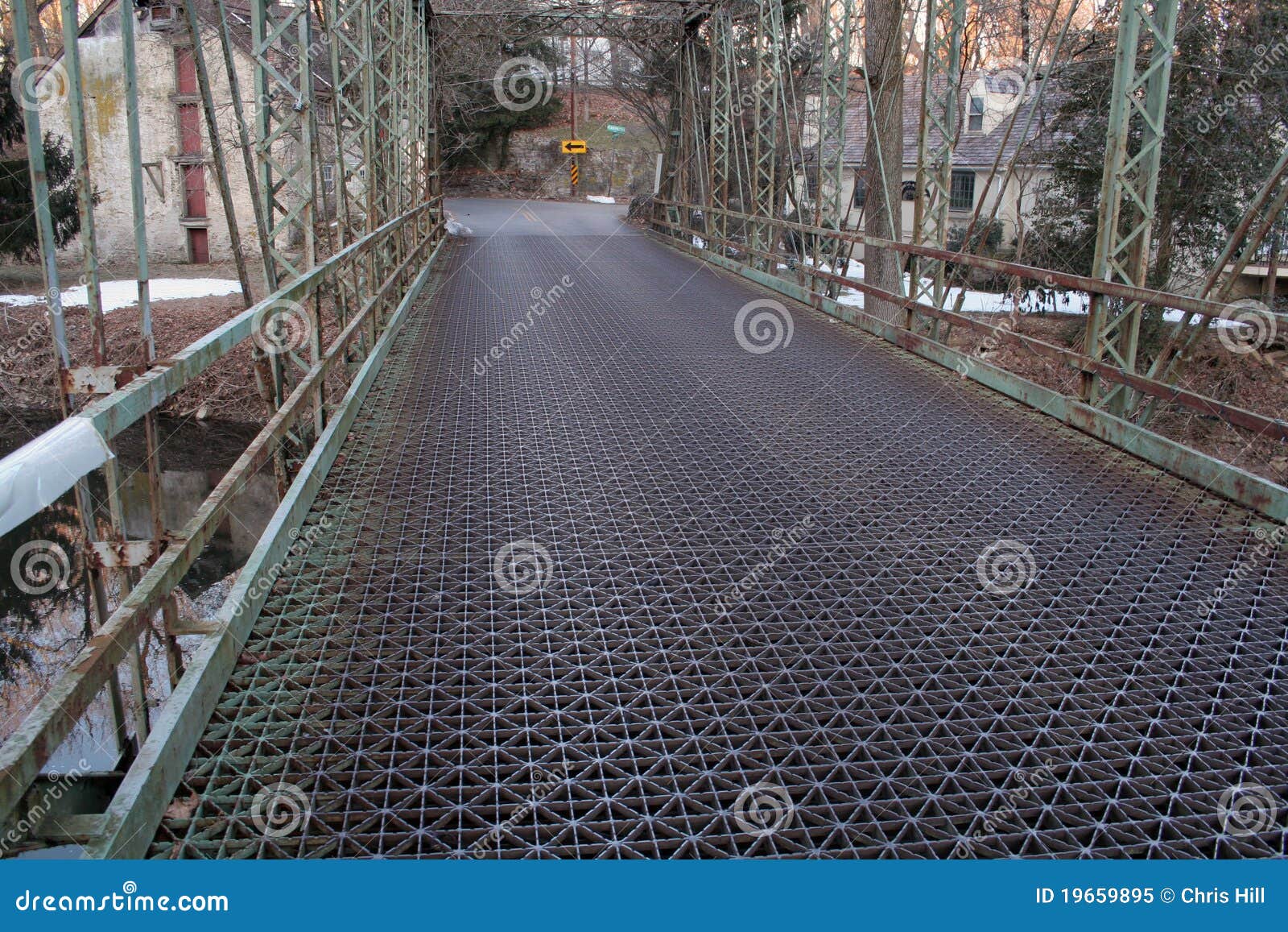 Vintage Metal Bridge and Roadway Stock Image Image of houses, vintage