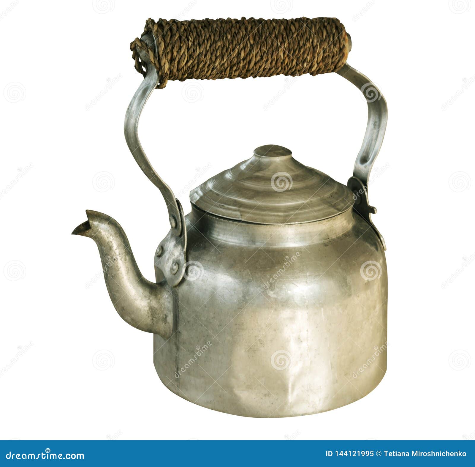 Vintage Metal Tea Pot on White Background Stock Image Image of