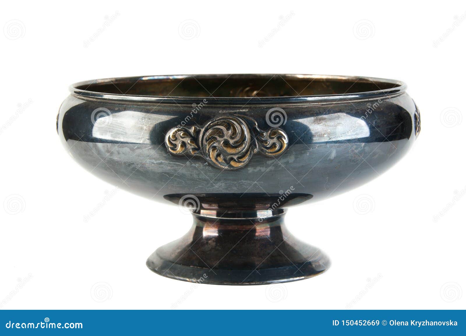 Vintage Metal Vase Isolated on White Stock Image Image of horizontal