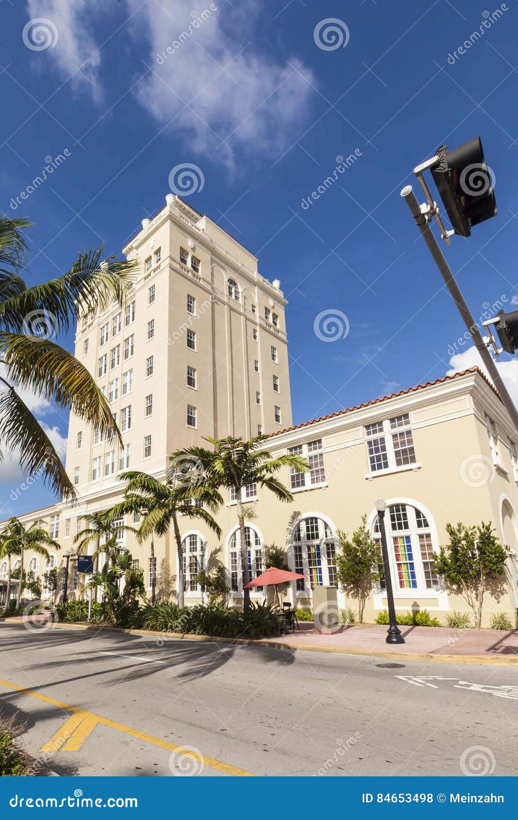 Vintage Miami Beach City Hall in Art Deco Style Stock Photo - Image of ...