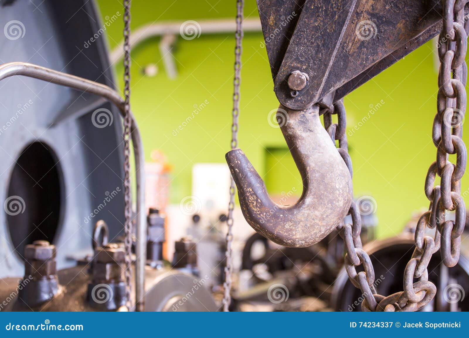 Vintage Mining Winch Empowered by Steam Engine. Stock Image Image of