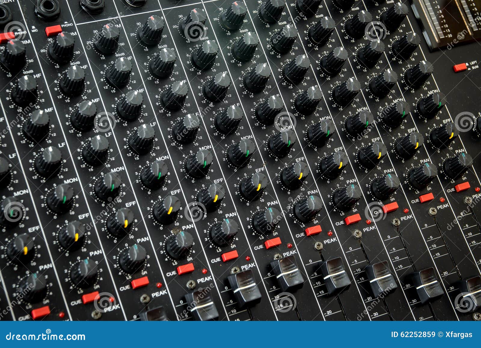 Vintage mixing console stock image. Image of musical 62252859