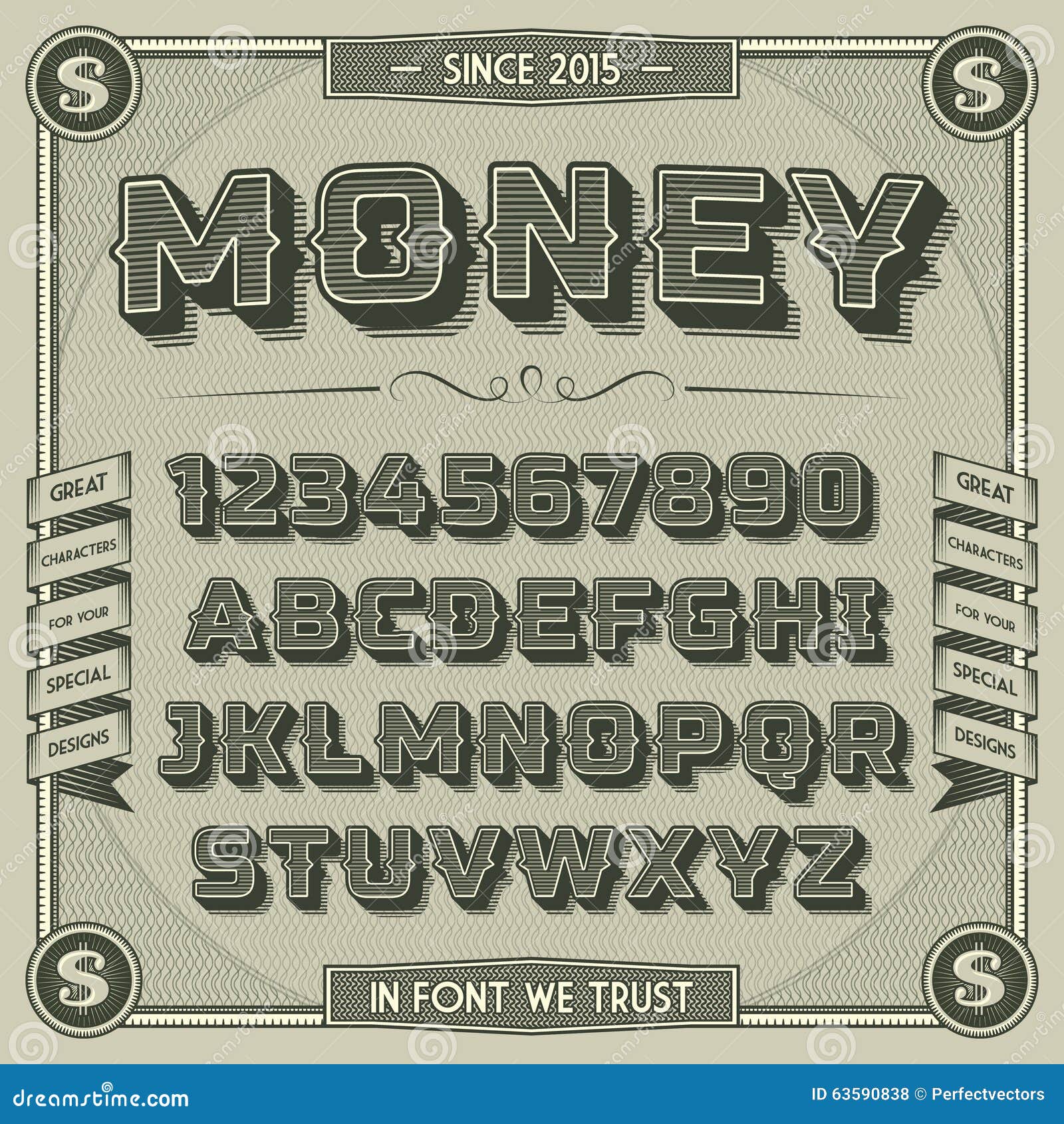 vintage money font with shadow