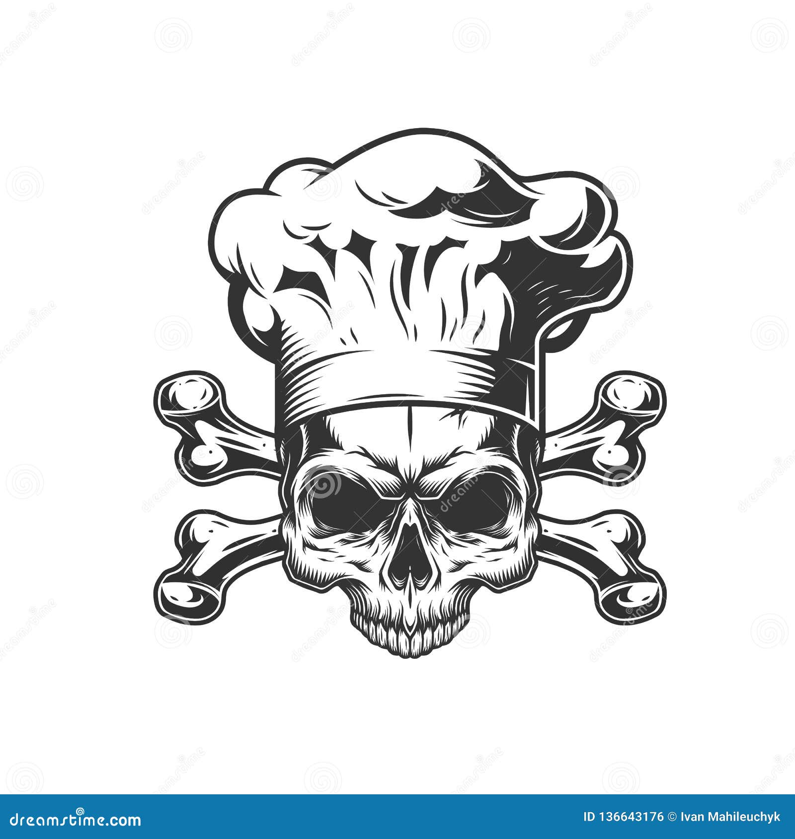 Pizza Chef Skull & Crossbones Badge Decal Sticker