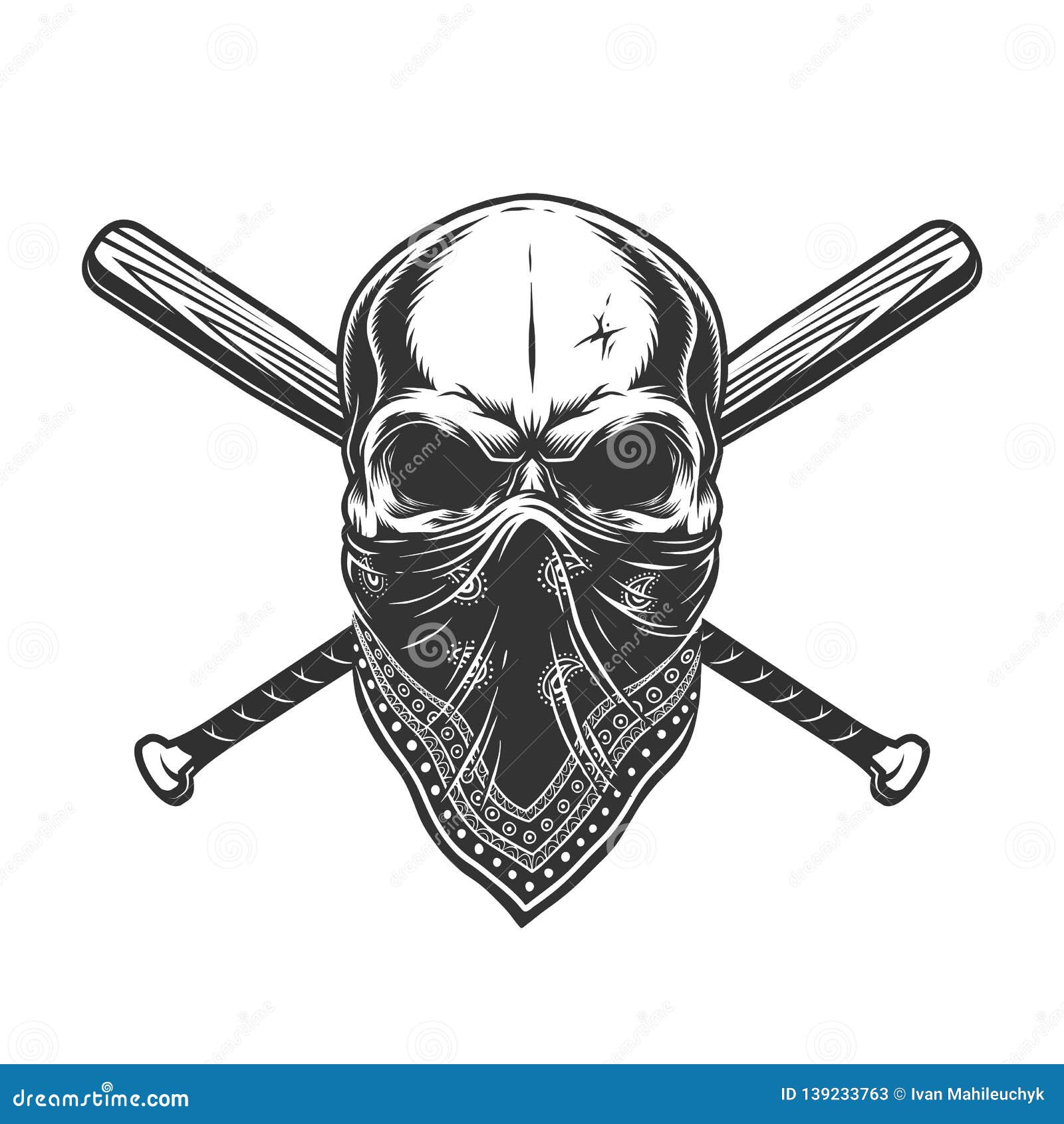 Skull With Bandana Human Pattern Vector Illustration | CartoonDealer