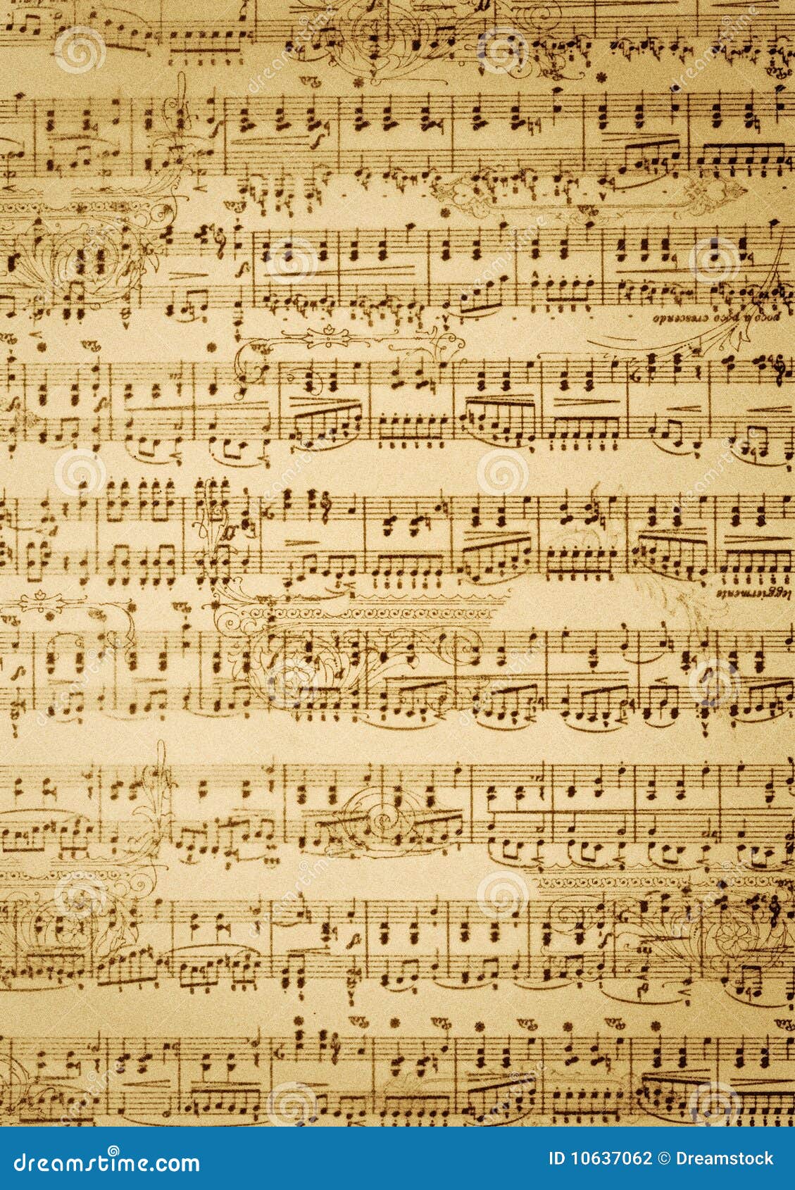 Vintage music sheet stock photo. Image of notes, marks - 10637062