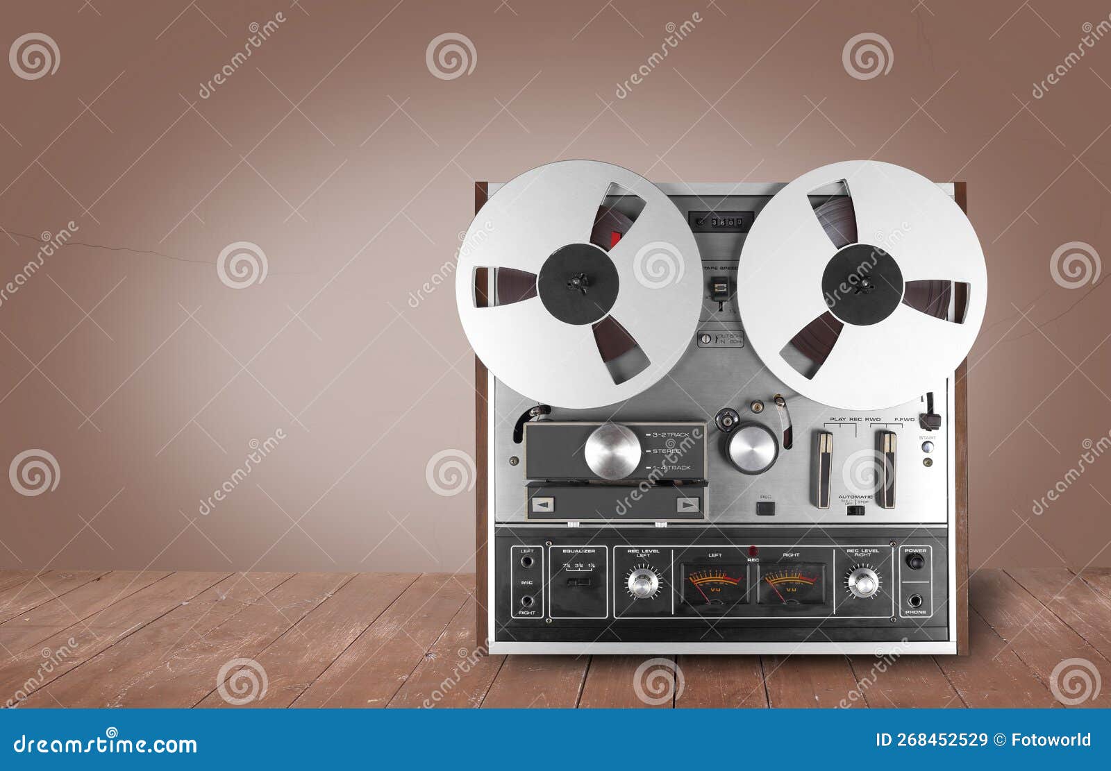 Vintage Music and Sound - Retro Reel To Reel Tapes Recorder Brown  Background Stock Image - Image of metal, retro: 268452529