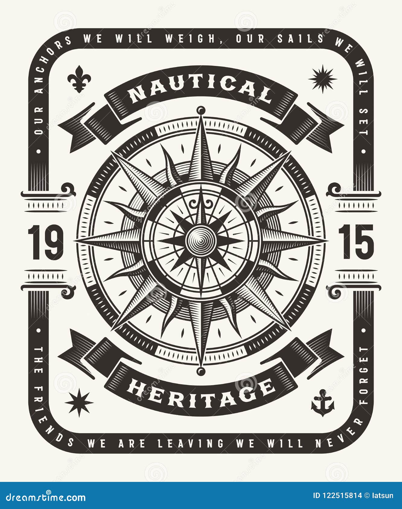 vintage nautical heritage typography one color