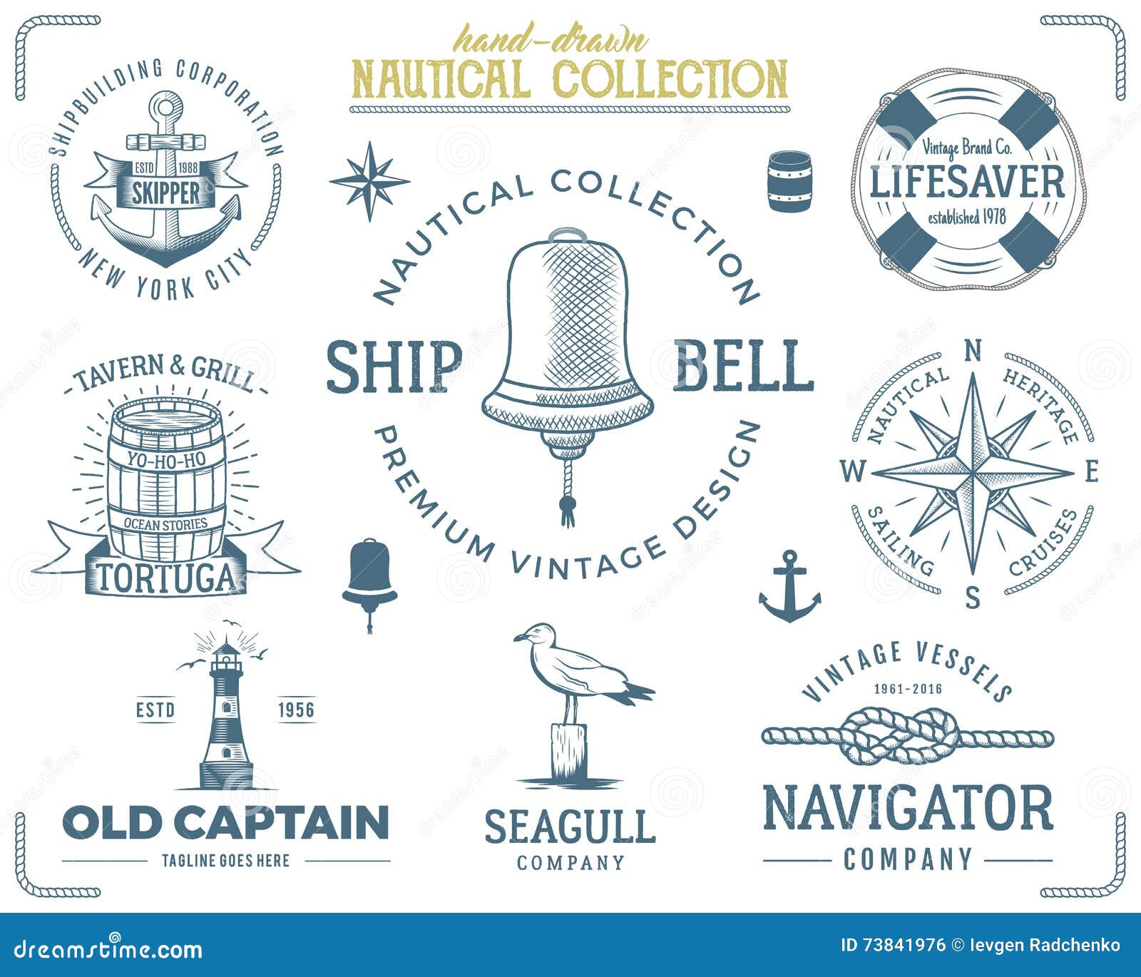 Vintage Nautical Stamps Set. Old Ship Retro Style. Sailing Labels ...