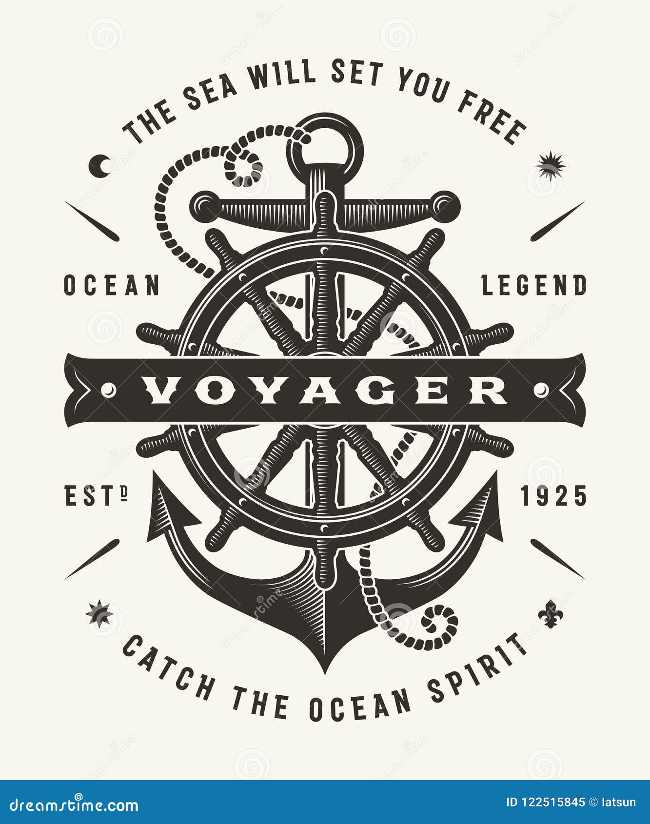 vintage nautical voyager typography one color