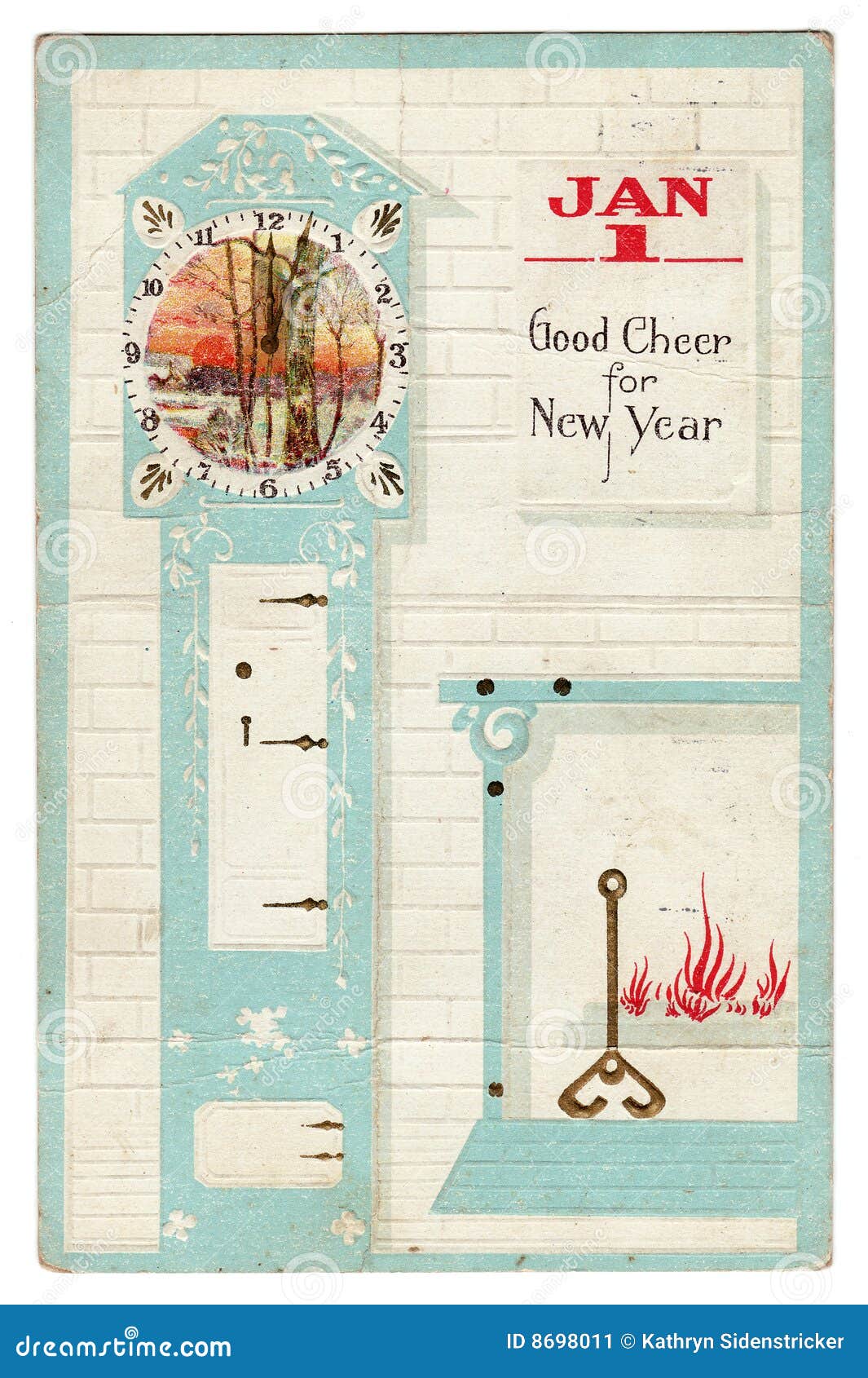 vintage new year's greeting postcard