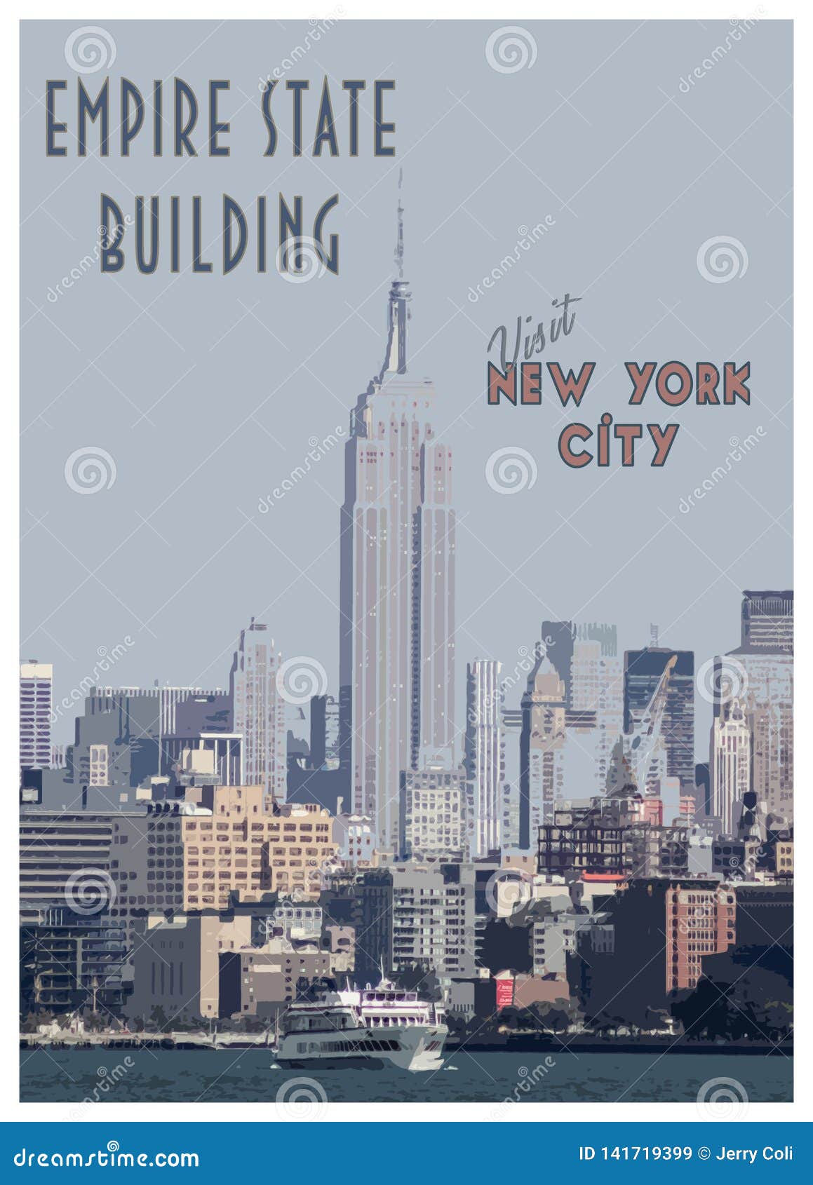 Vintage New York City And Empire State Building Poster Editorial Stock Image Image Of City Empire