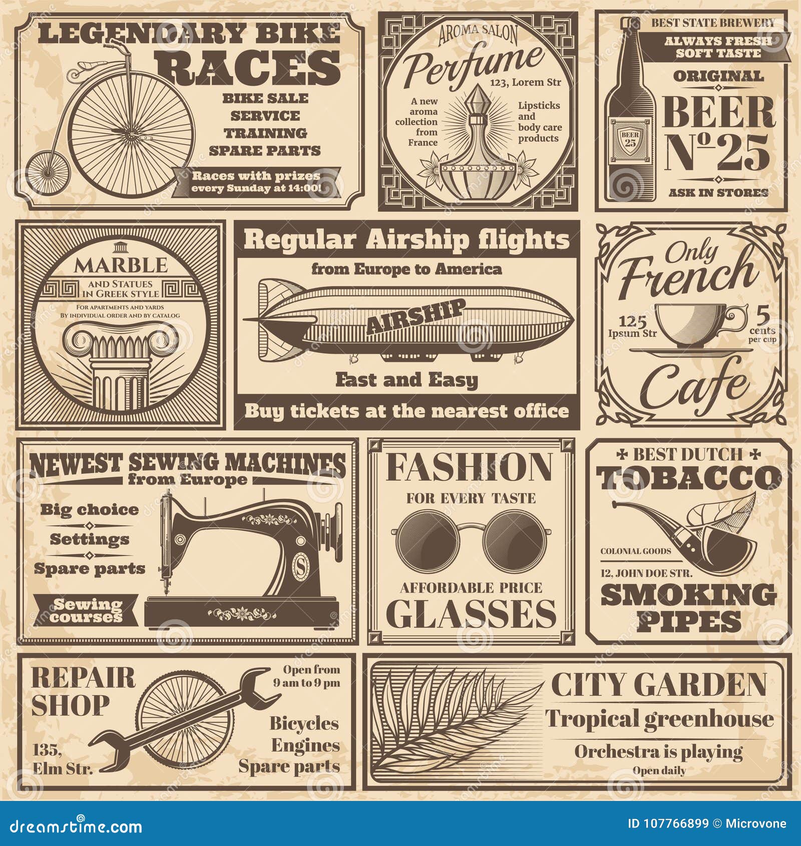 vintage newspaper banners and advertising labels  set