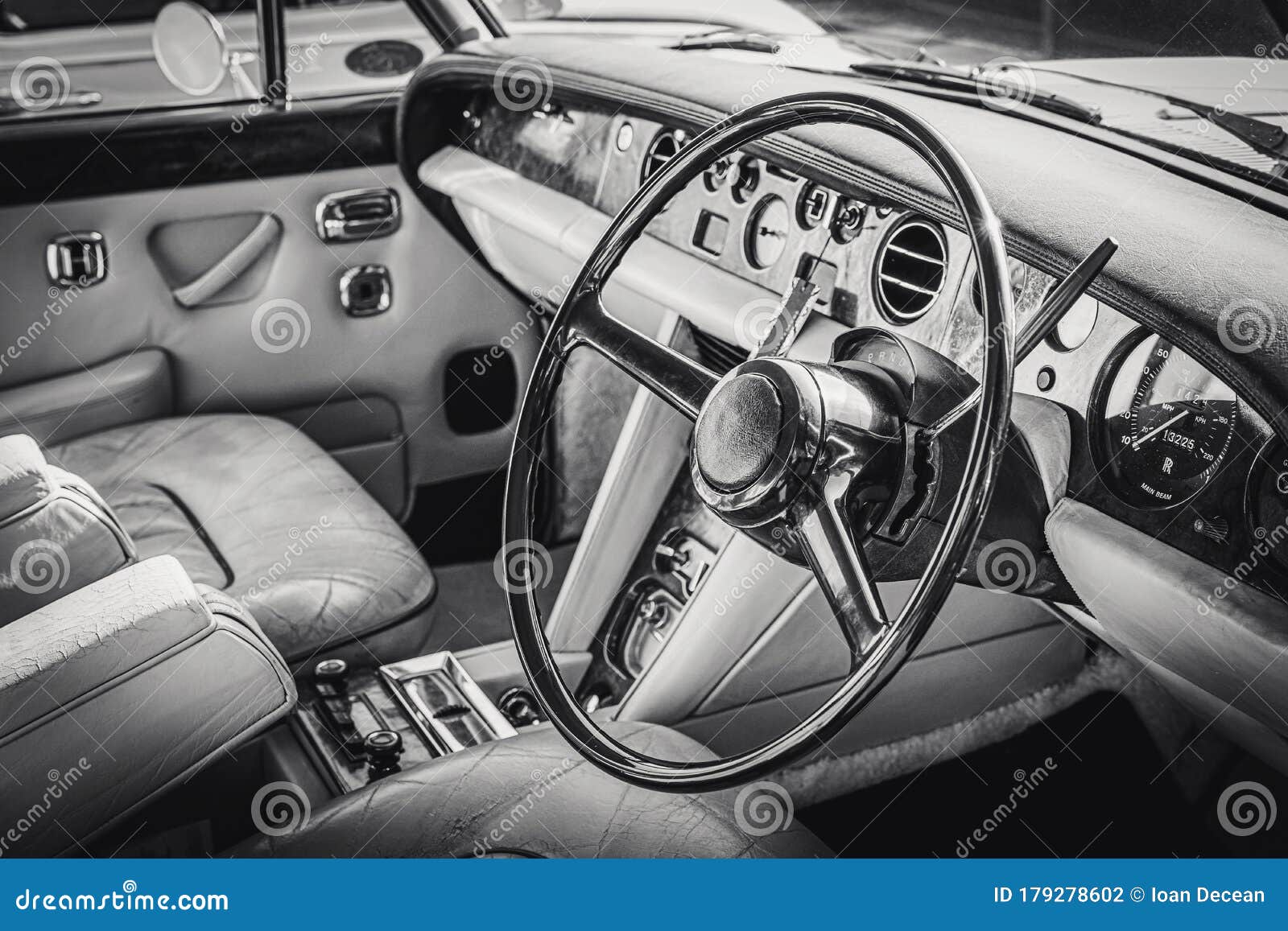Vintage Old Car Interior Black and White Stock Photo Image of vehicle