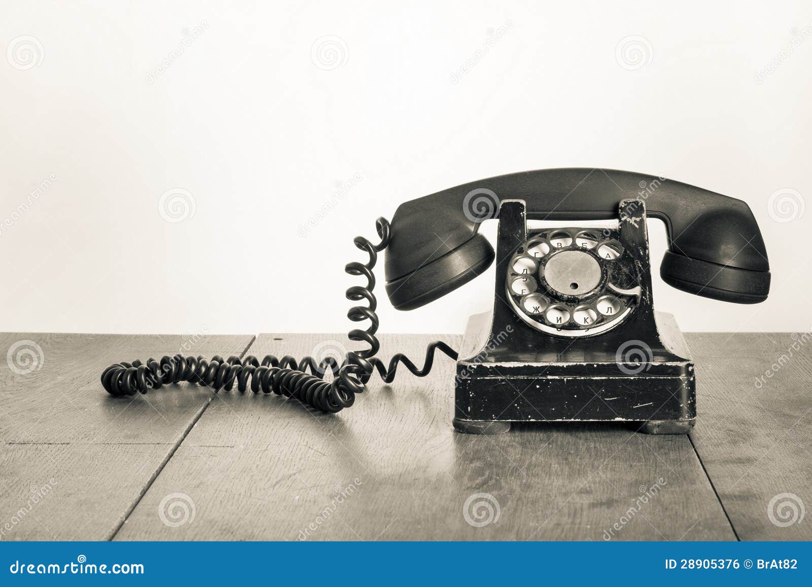 Vintage Old Telephone on Wooden Table Stock Photo Image of