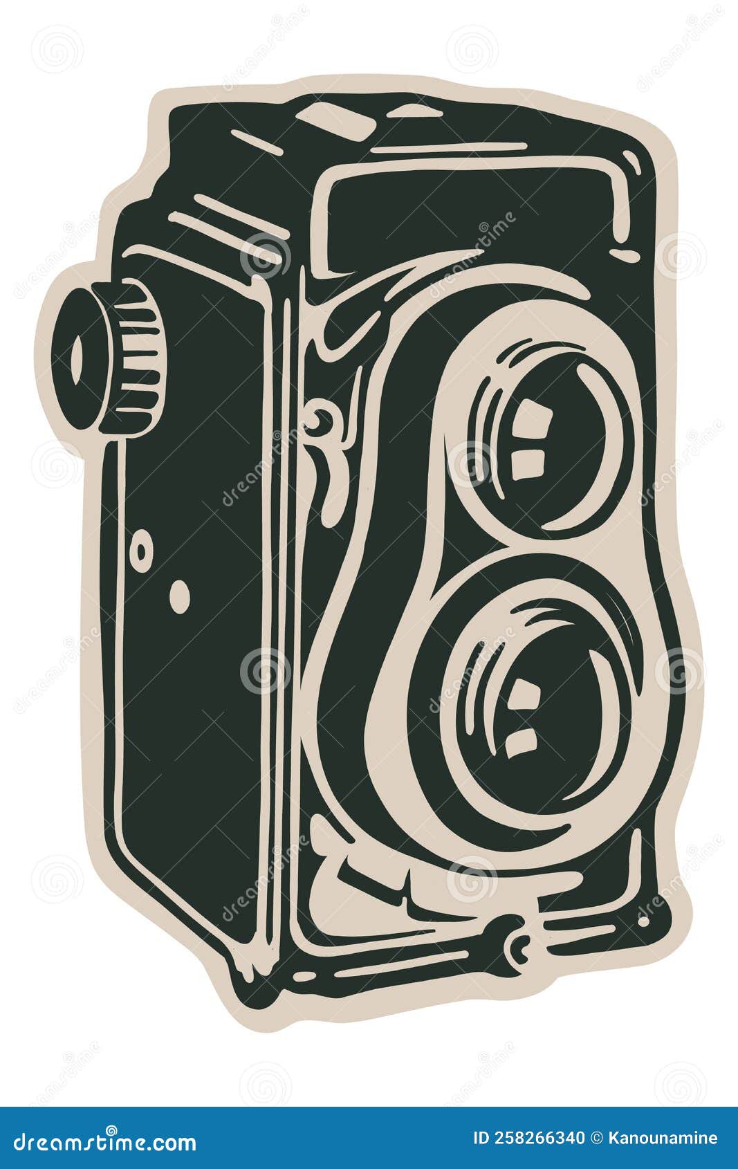 Vintage Old TLR Medium Format Film Camera Stock Vector Illustration