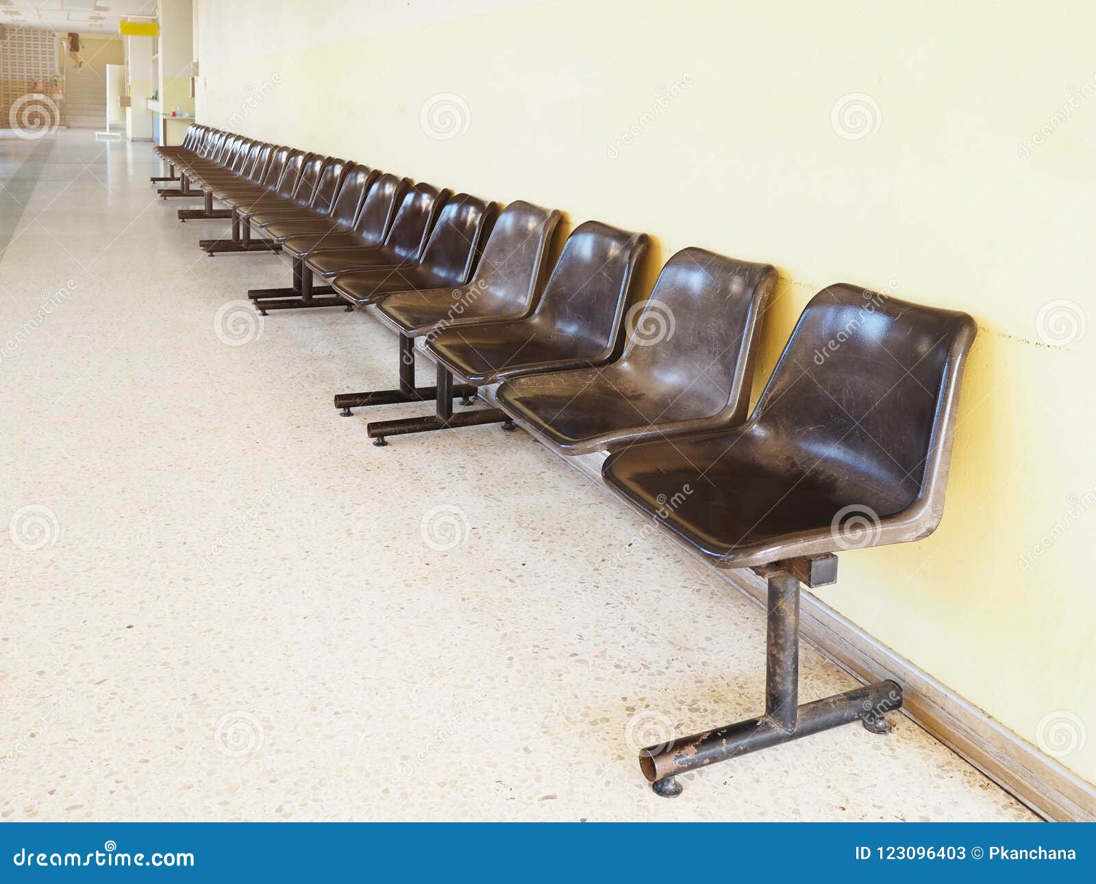 Vintage Old Waiting Chairs In A Row Stock Image Image Of