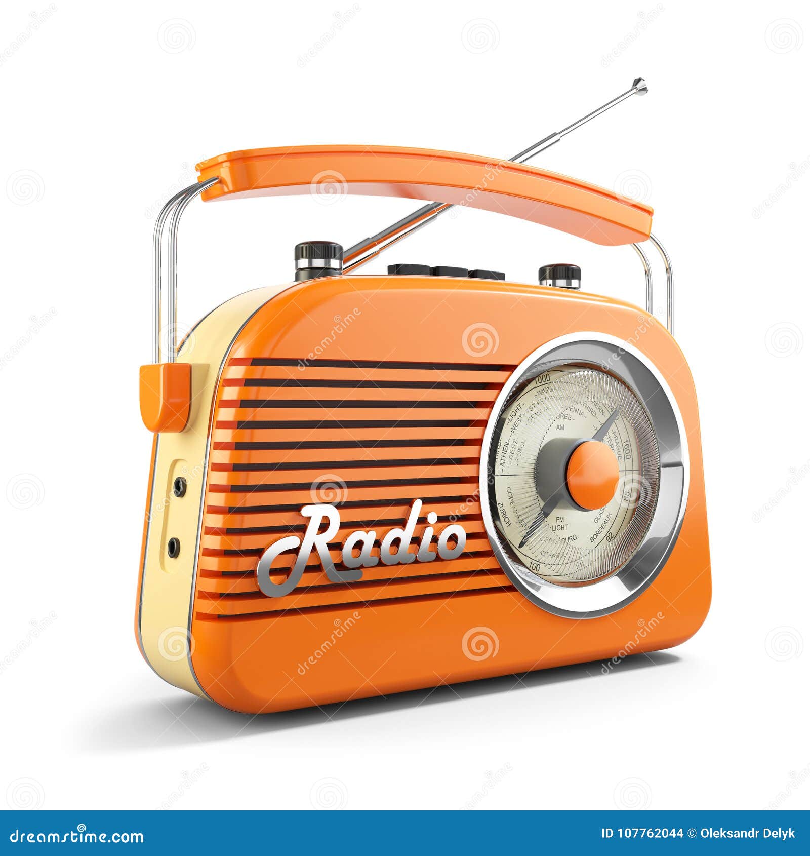 Vintage Orange FM Portable Radio. 3D Stock Illustration - Illustration of  retro, radio: 107762044