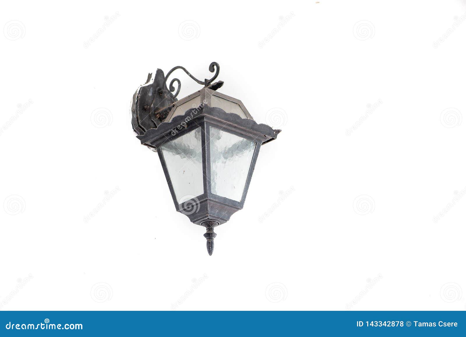 Vintage Outdoor Garden Street Wall Metal Electrical Lamp Isolated