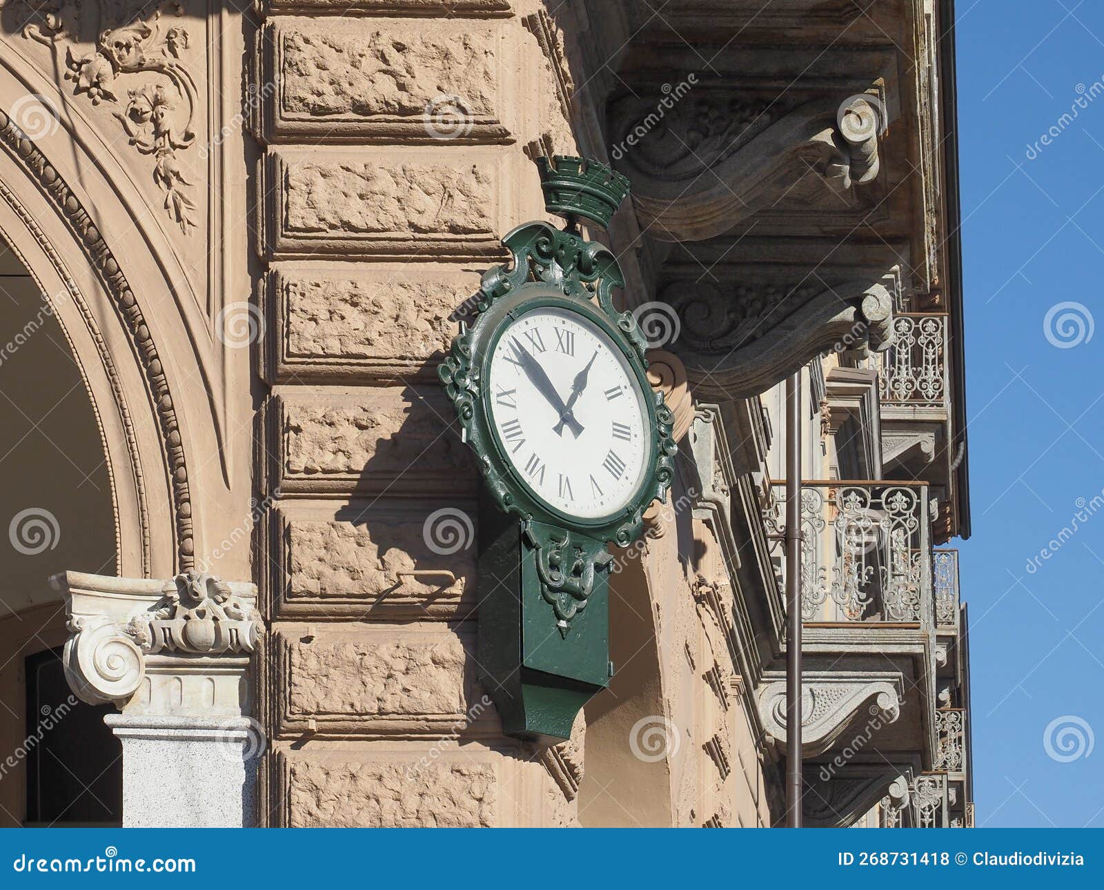 Vintage Outdoor Wall Mounted Clock Stock Photo Image of outdoor, retro 268731418