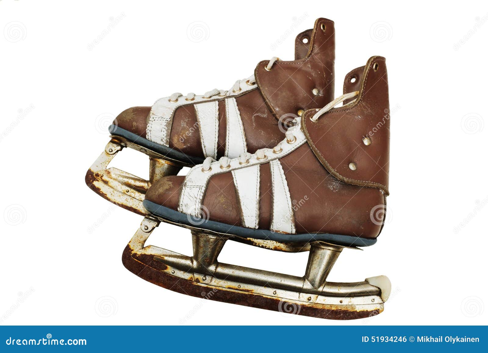 Vintage Pair of Mens Ice Skates on White Stock Photo Image of lace