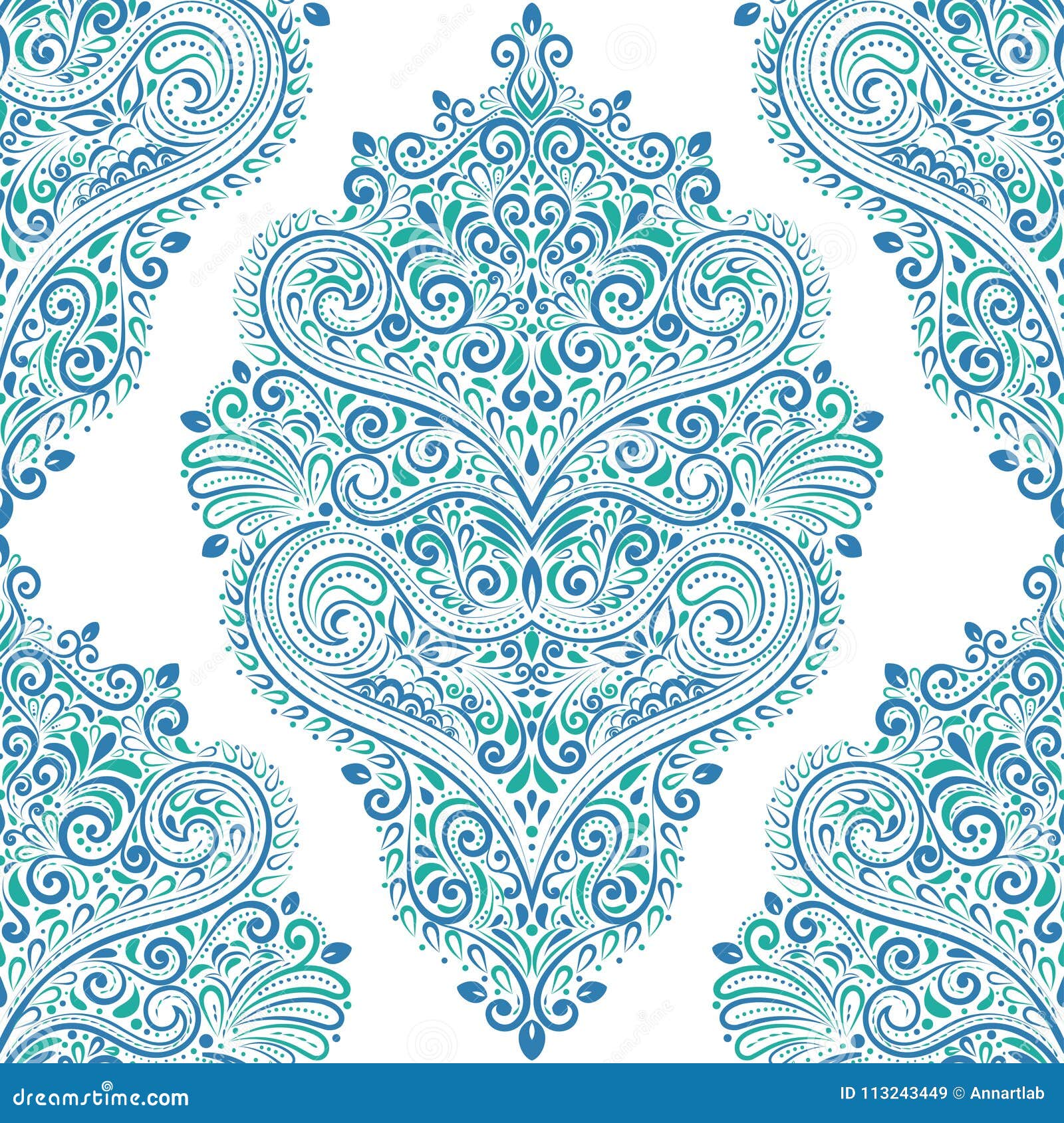 Téléchargement gratuit Images Eastern Blue And Green Vintage Seamless Pattern Stock Vector le plus cool salutations
