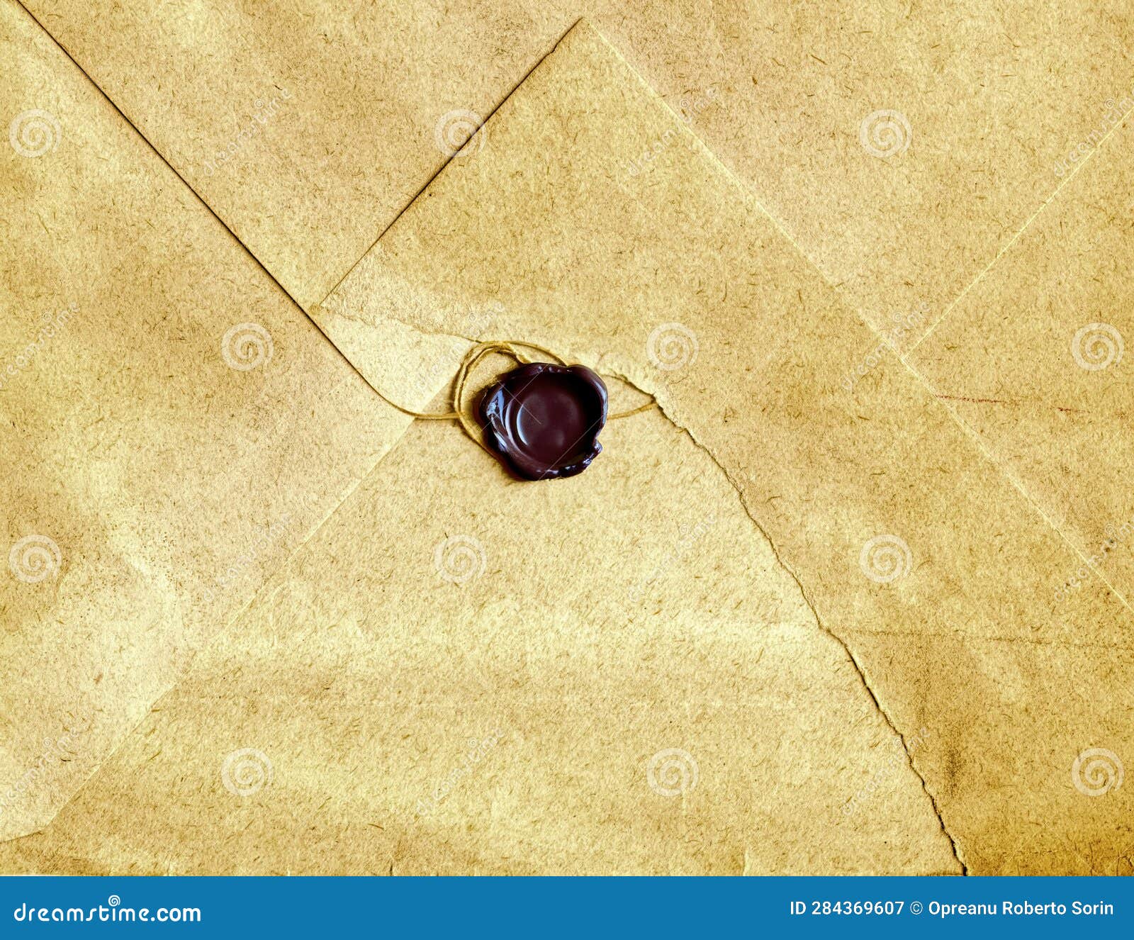 Vintage Paper Envelope with Wax Seal with String Stock Image Image of