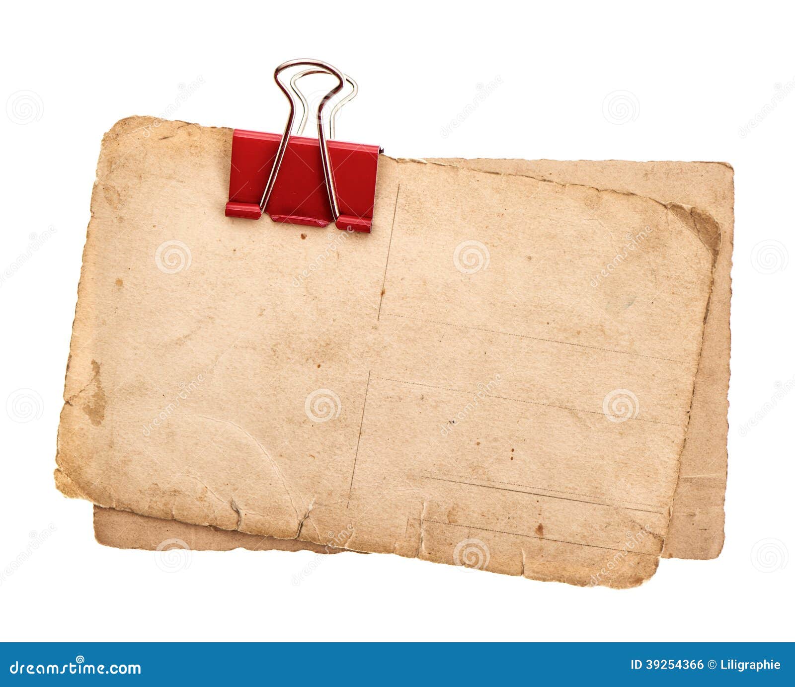 Vintage Paper Sheets with Clip Stock Photo Image of page, postcard