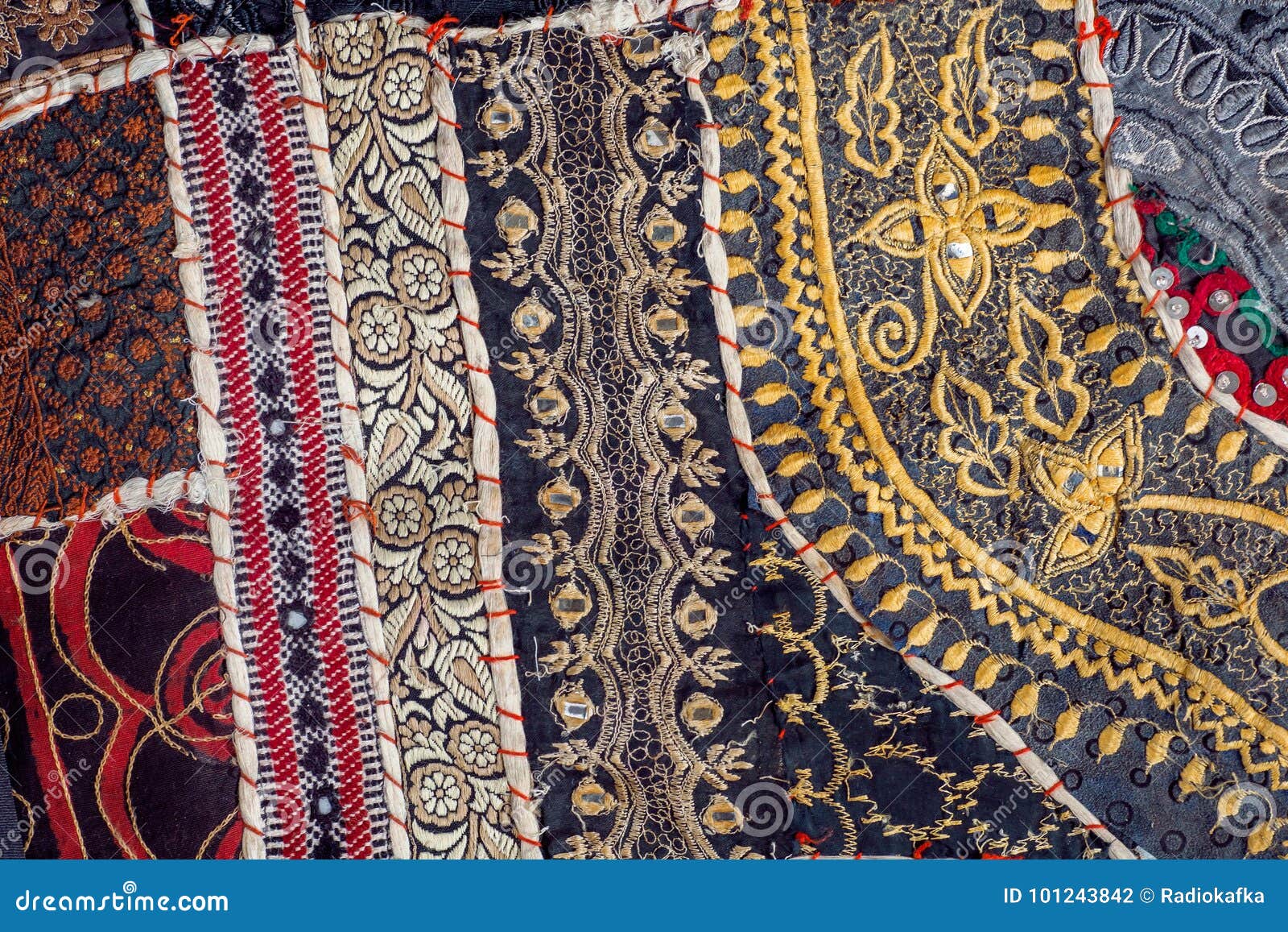 Vintage Patchwork Background on Retro Handmade Carpet. Patterns on