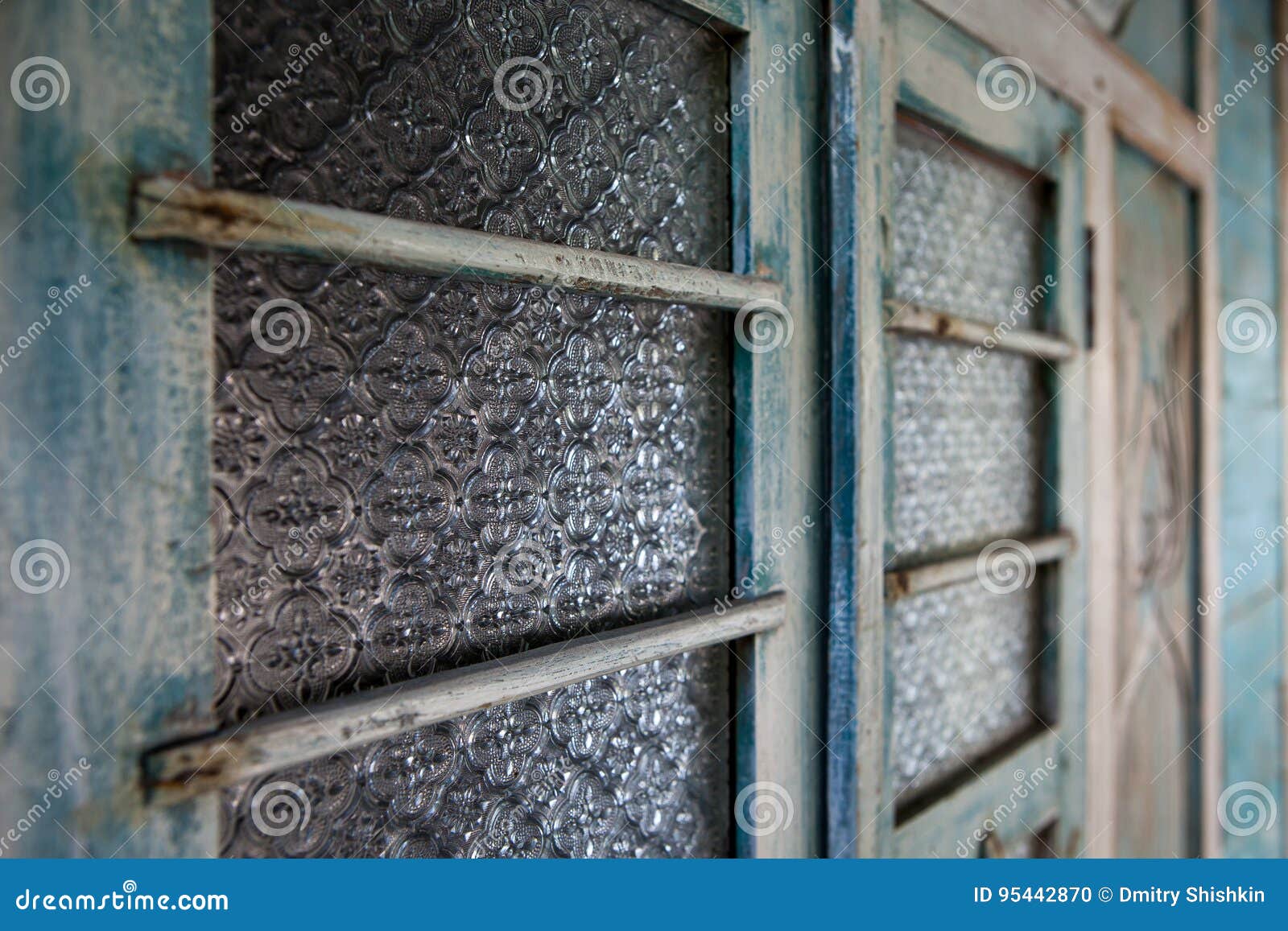 Vintage Patterned Glass in Old Door Stock Photo Image of classical