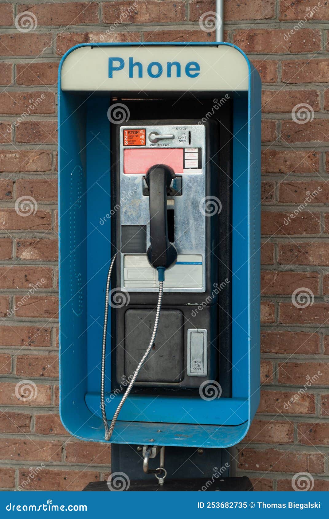 Vintage Pay Phone Box Against Brick Wall Stock Image Image of phone, brick 253682735