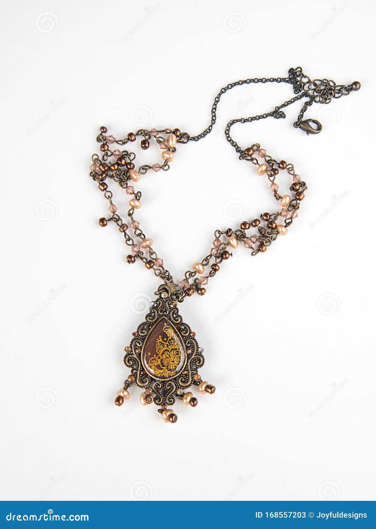 Vintage Pendant Necklace Jewelry with Beads Stock Image - Image of ...