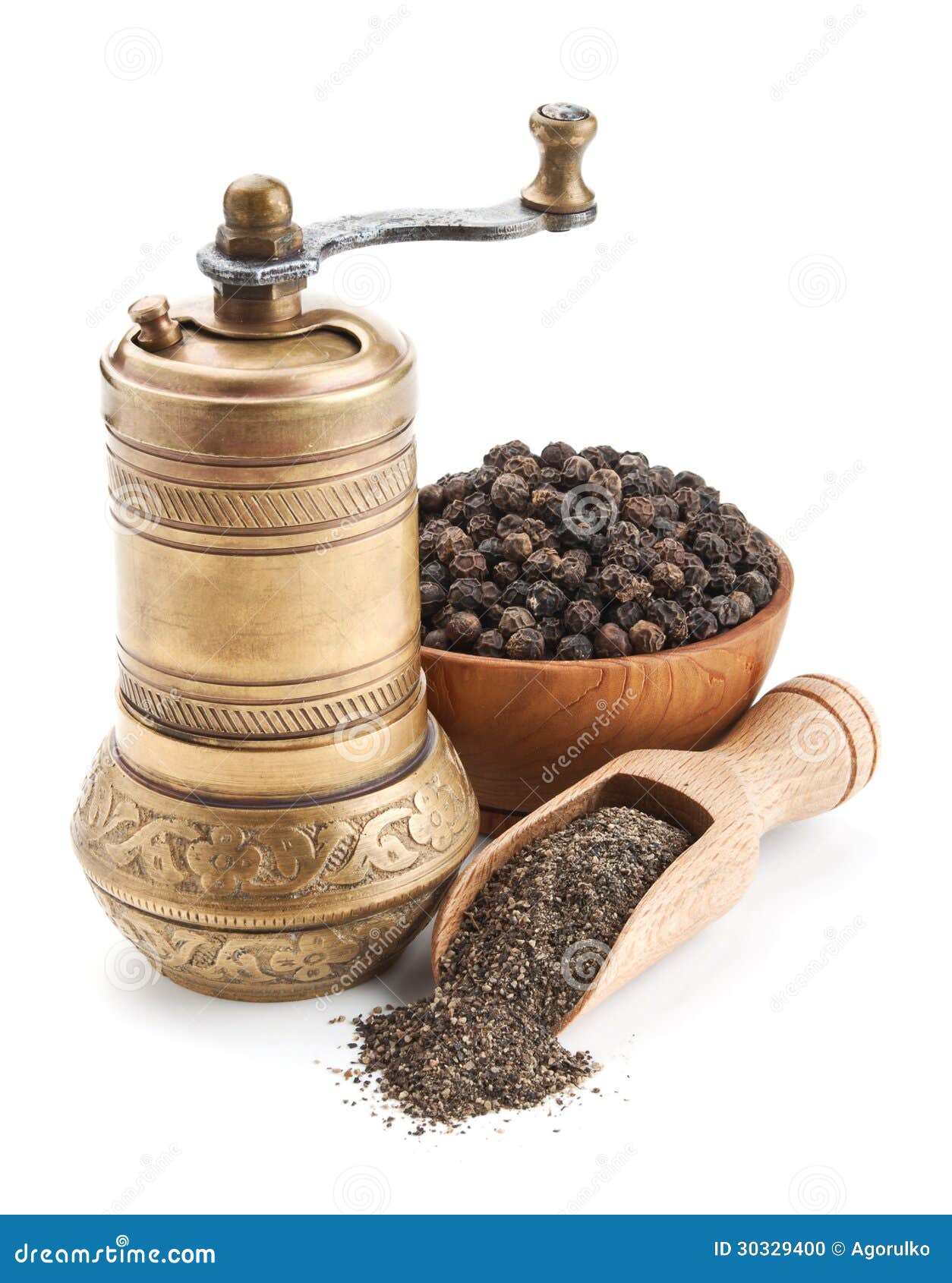 Vintage Pepper Mill and Black Peppercorn Stock Photo Image of vintage